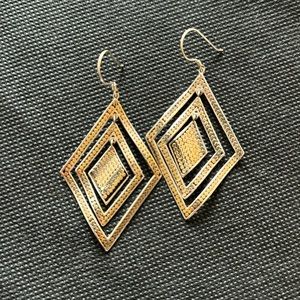Kathy Kamei two toned gold/silver large diamond shaped earrings